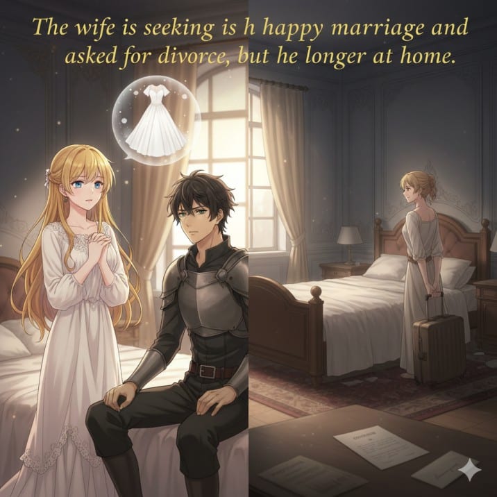 The wife is seeking a happy marriage and is being asked for a divorce, but she is no longer at home.